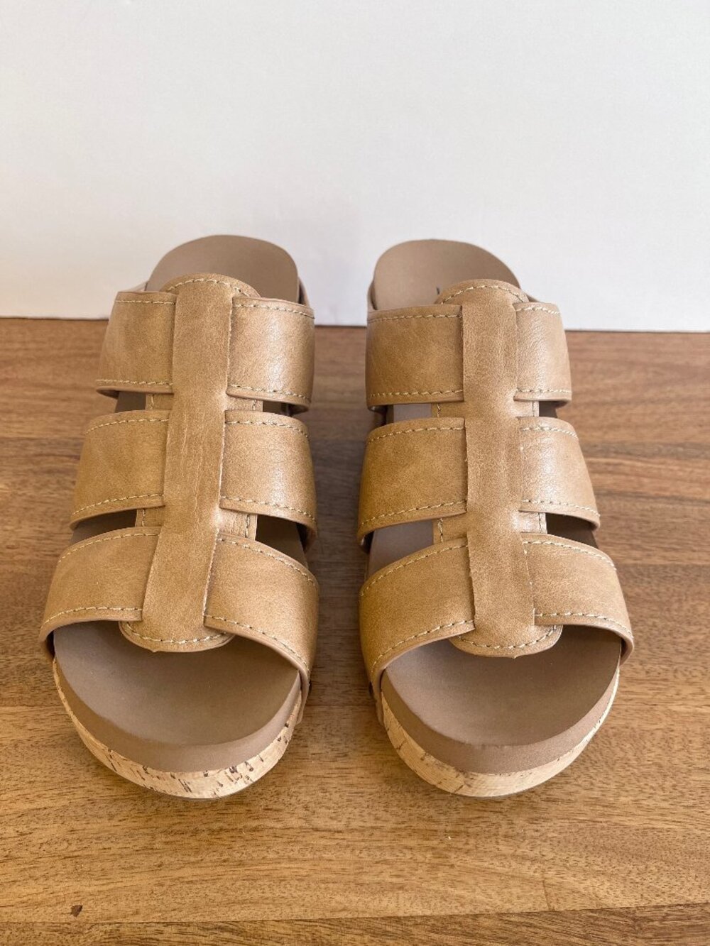 NEW! Corky's "Catch Of The Day" Cork Wedge Sandal Comfort Platform Camel/Tan 6 - Picture 7 of 13